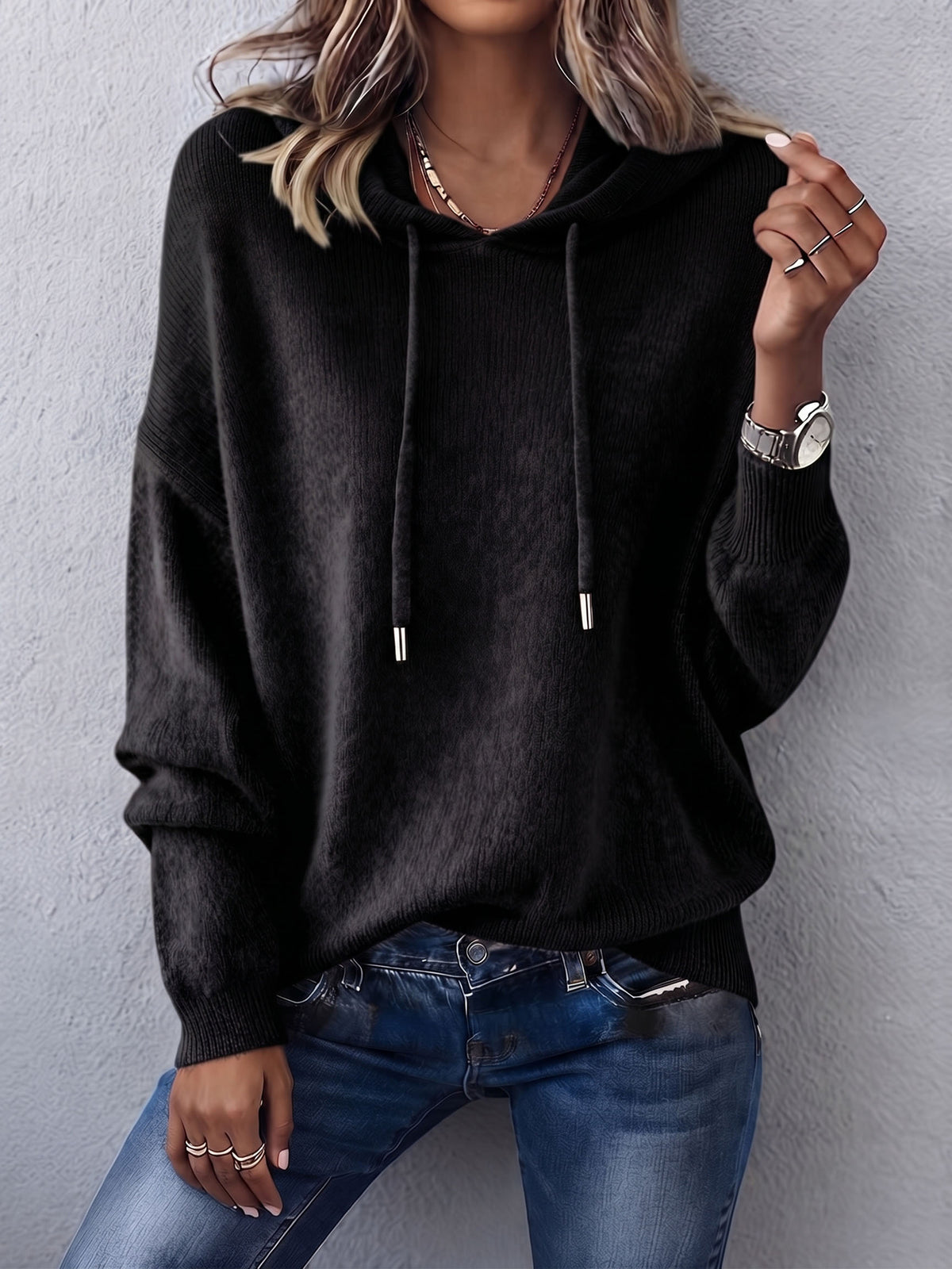 Cozy Relaxed Knit Hoodie
