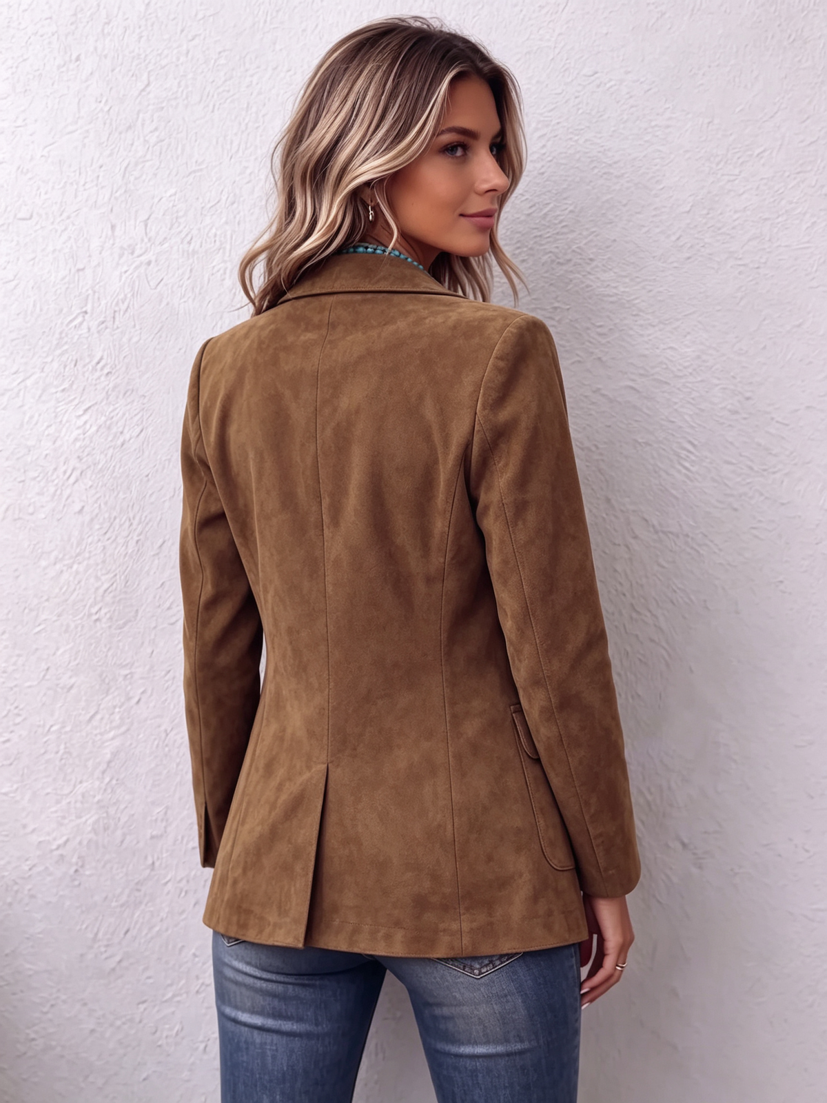 Western Chic Vintage Brown Faux Suede Blazer