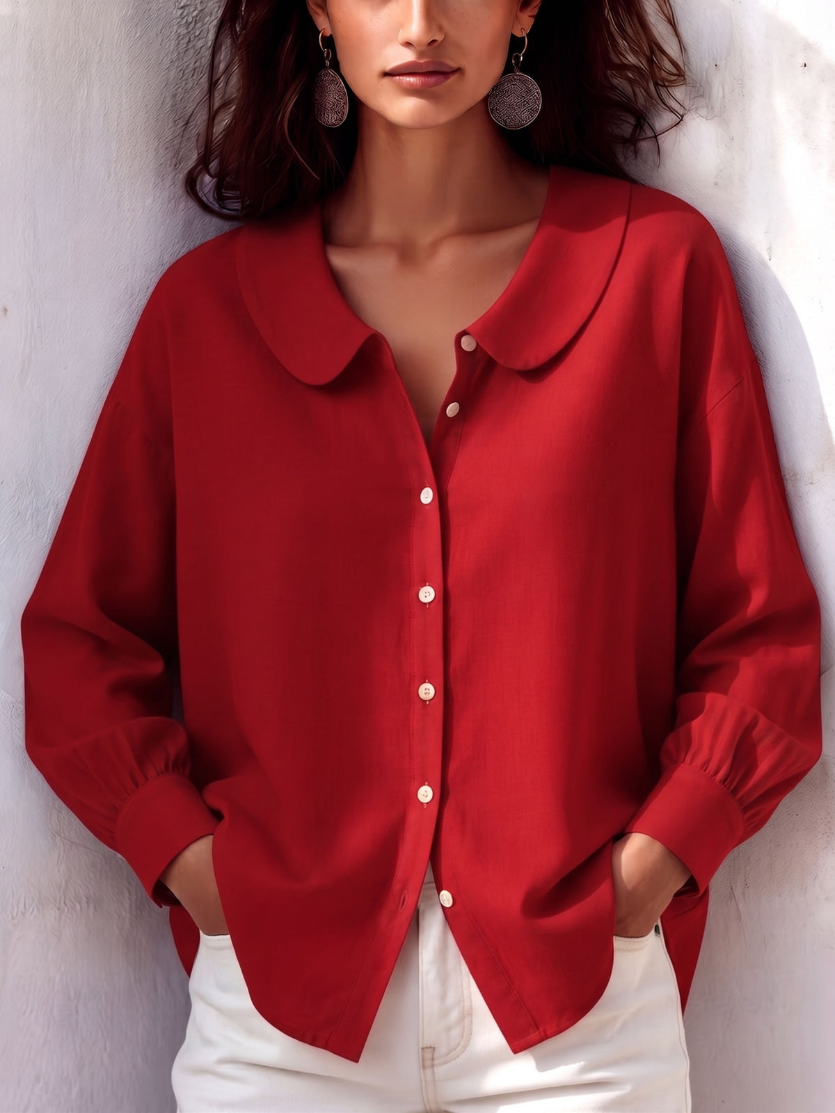 Retro And Elegant Peter Pan Collar Shirt