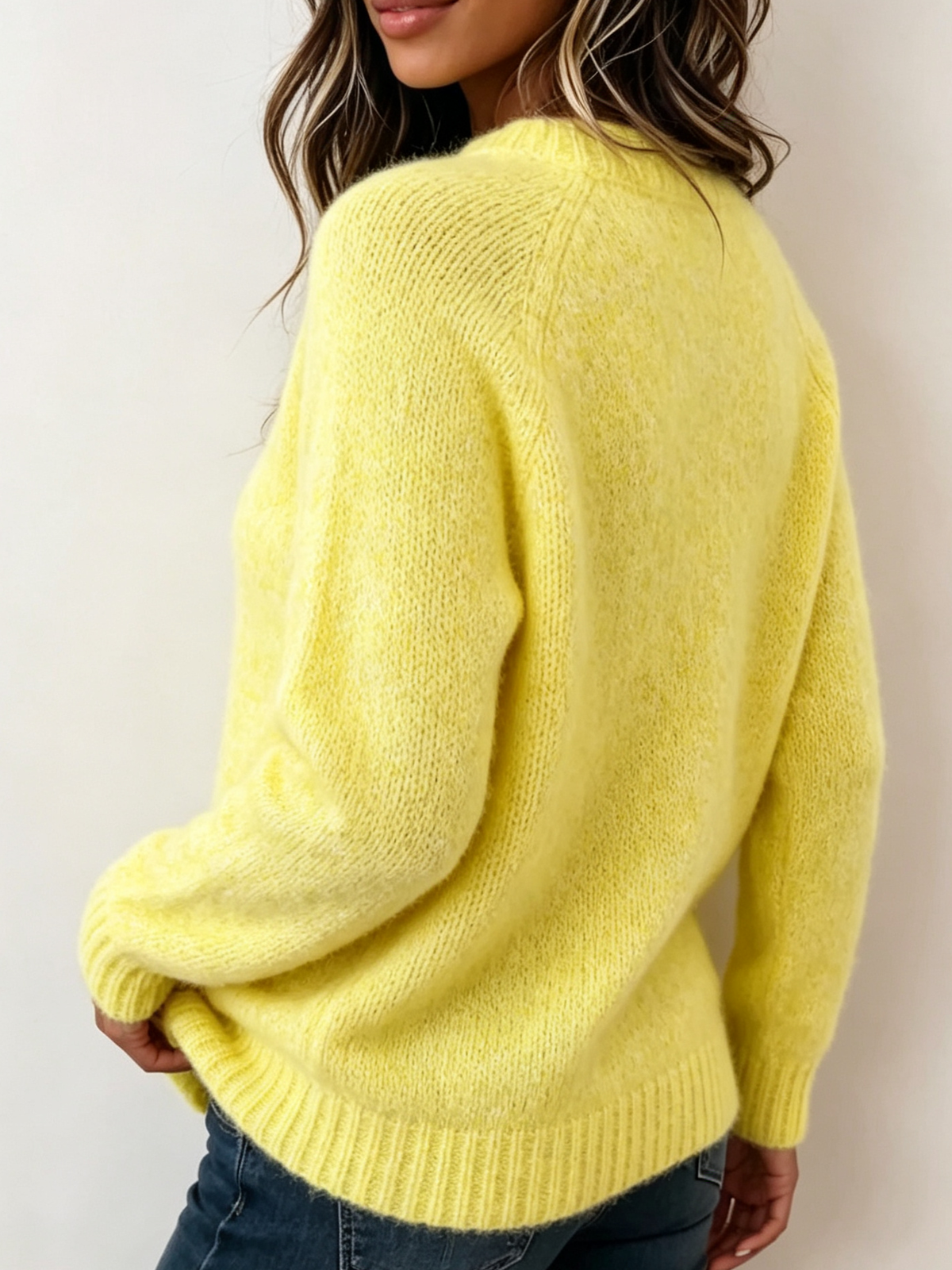 Minimalist Cozy Crew Neck Solid Color Pullover Sweater