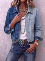 Color-block Cropped Denim Jacket With Inverted Pockets And Paneling