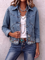 Retro Butterfly Embroidered Denim Jacket