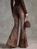 Women's Leopard Print High-waisted Casual Loose-fitting Flared Wide-leg Pants