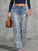 Loose-fit Straight-leg Jeans With Fringe Detail