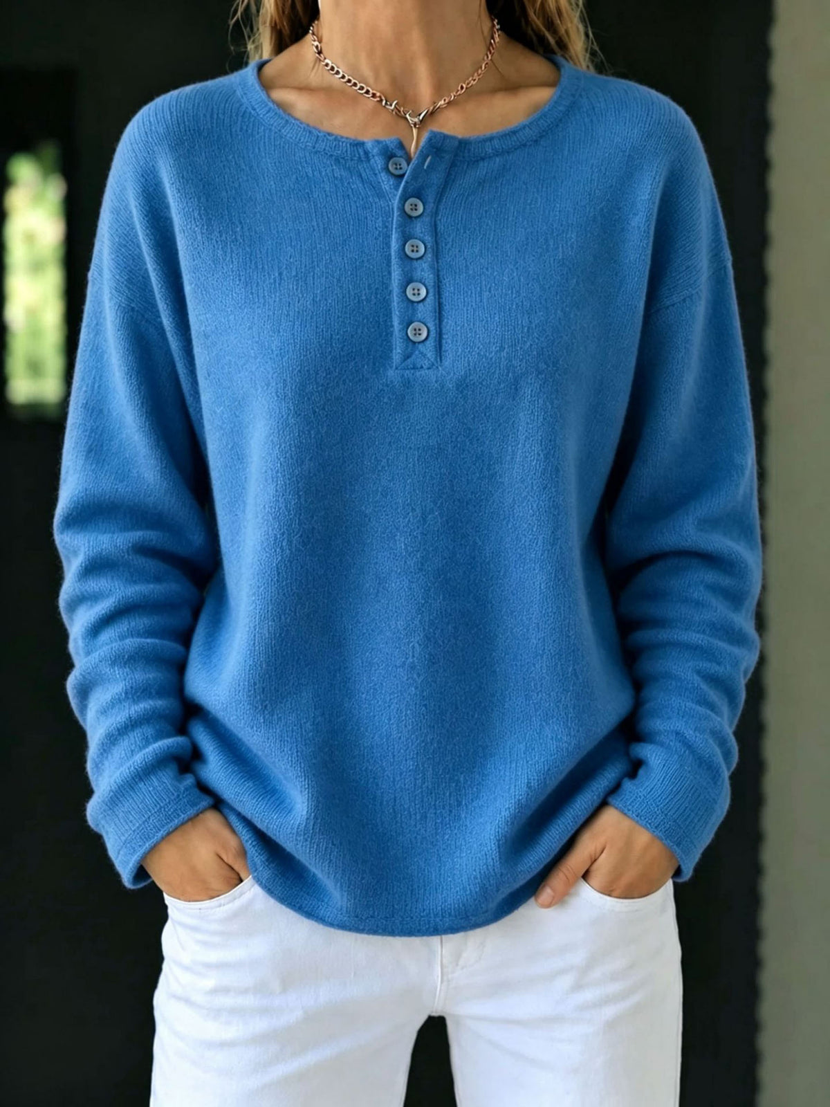 Casual Cozy Henley Sweater