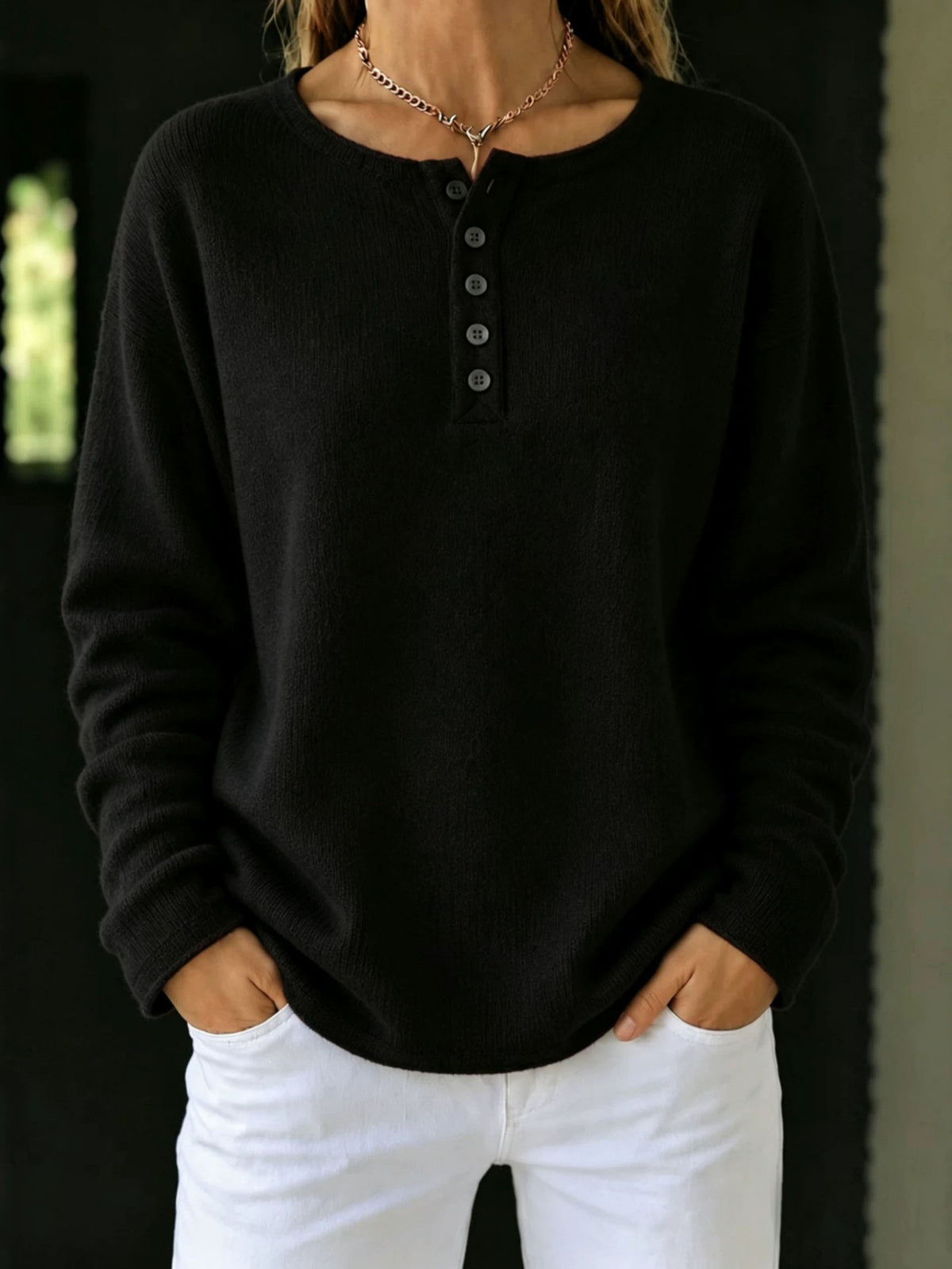 Casual Cozy Henley Sweater