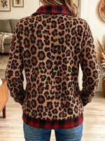 Women's Christmas Tree Leopard Half-Zip Pullover