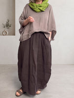 Breathable Structured Cocoon-shaped Pleated Skirt
