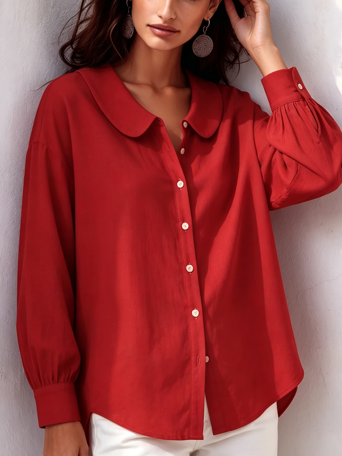 Retro And Elegant Peter Pan Collar Shirt