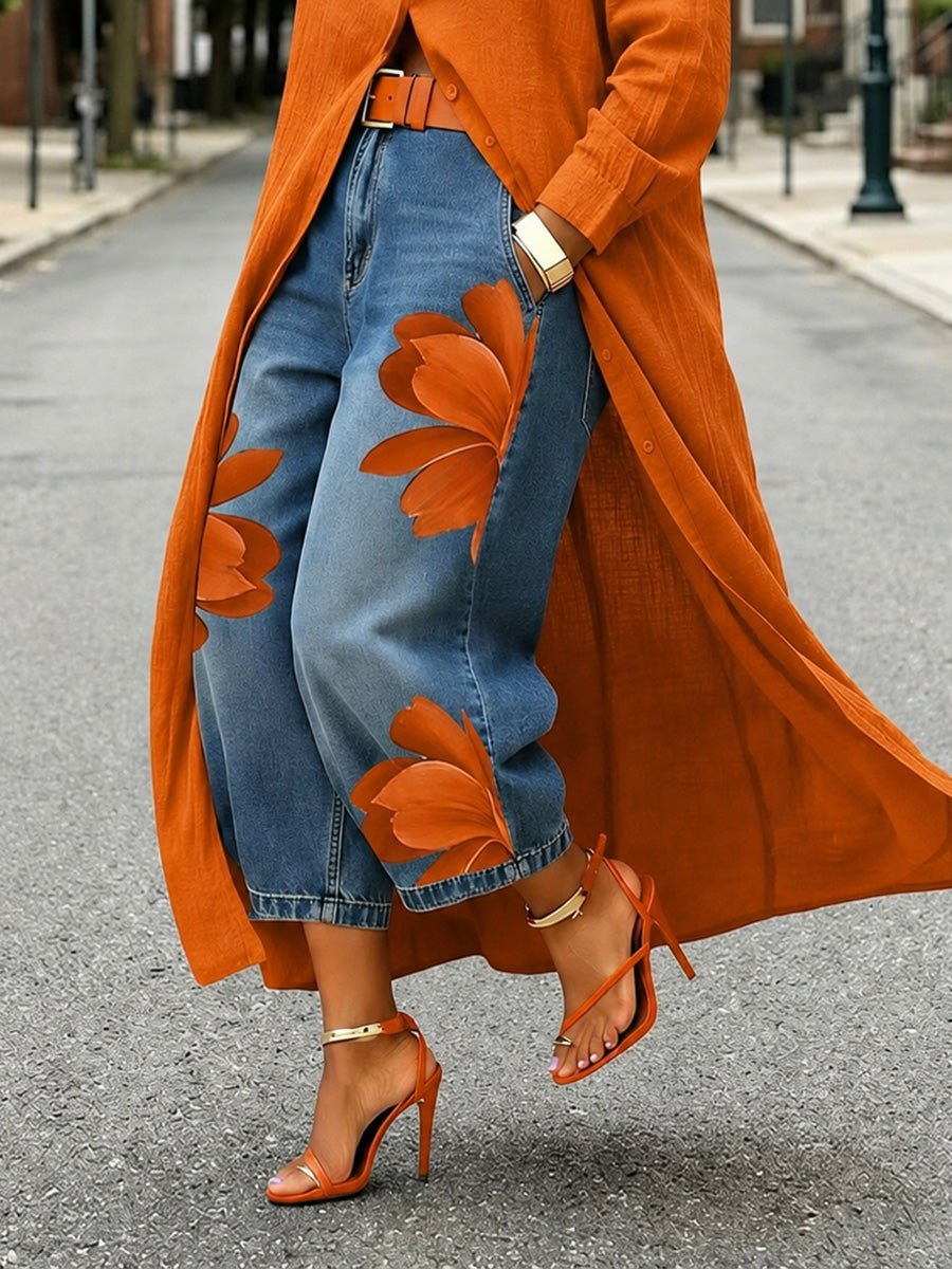 Casual Artistic-print Jeans