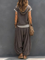 Loose-fit Casual Cotton Hoodie And Pants Two-piece Set