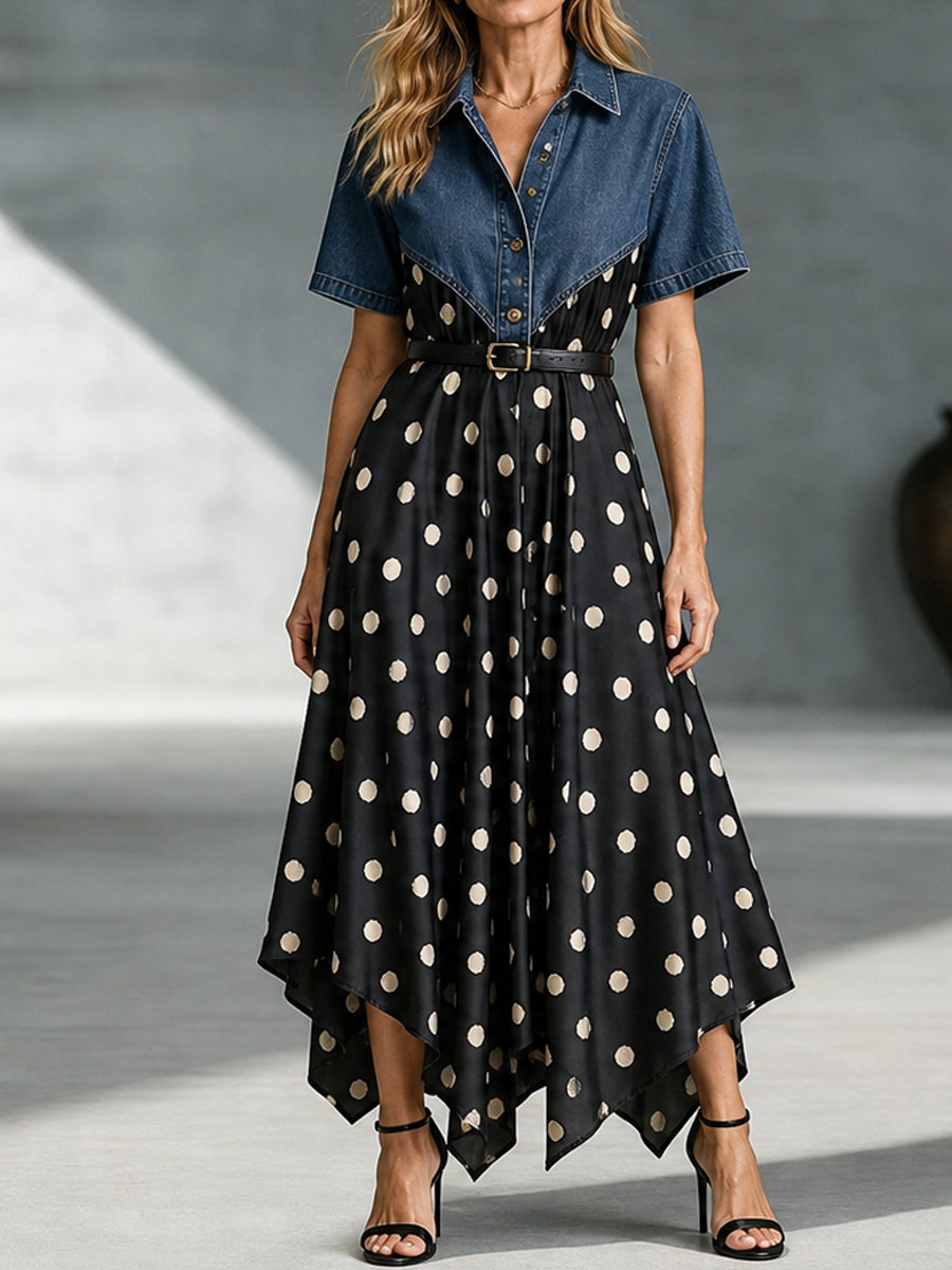 The Retro Remix: Denim Upper & Polka Dot Handkerchief Dress