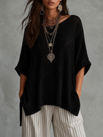 Comfortable And Casual Cotton Knit Pullover