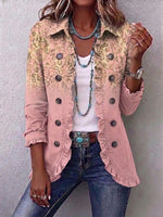 Boho-style Ombre Leopard Print Ruffle Jacket