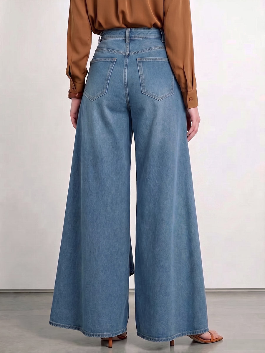 Women's High-waisted Casual Loose-fitting Wide-leg Jeans