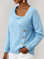 Elegant Asymmetrical Button-up Sweater
