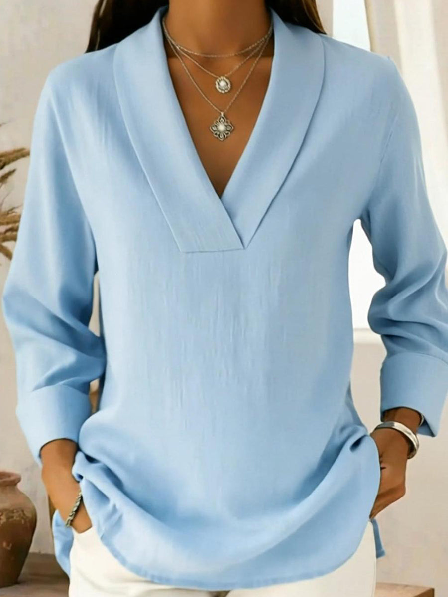 Vintage And Elegant Shawl Collar Linen Shirt