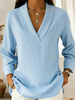Vintage And Elegant Shawl Collar Linen Shirt