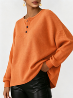 Cozy Casual Henley Collar Waffle Shirt