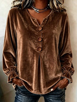 Elegant Soft Velvet Button-down Shirt