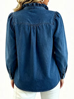 Casual Ruffled Denim Shirt