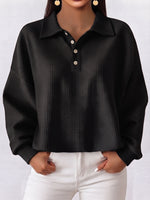 Cozy Casual Polo Collar Waffle Shirt