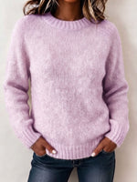 Minimalist Cozy Crew Neck Solid Color Pullover Sweater
