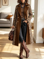 Vintage Chic Leopard Pattern Art Casual Stylish Long Sleeve Coat