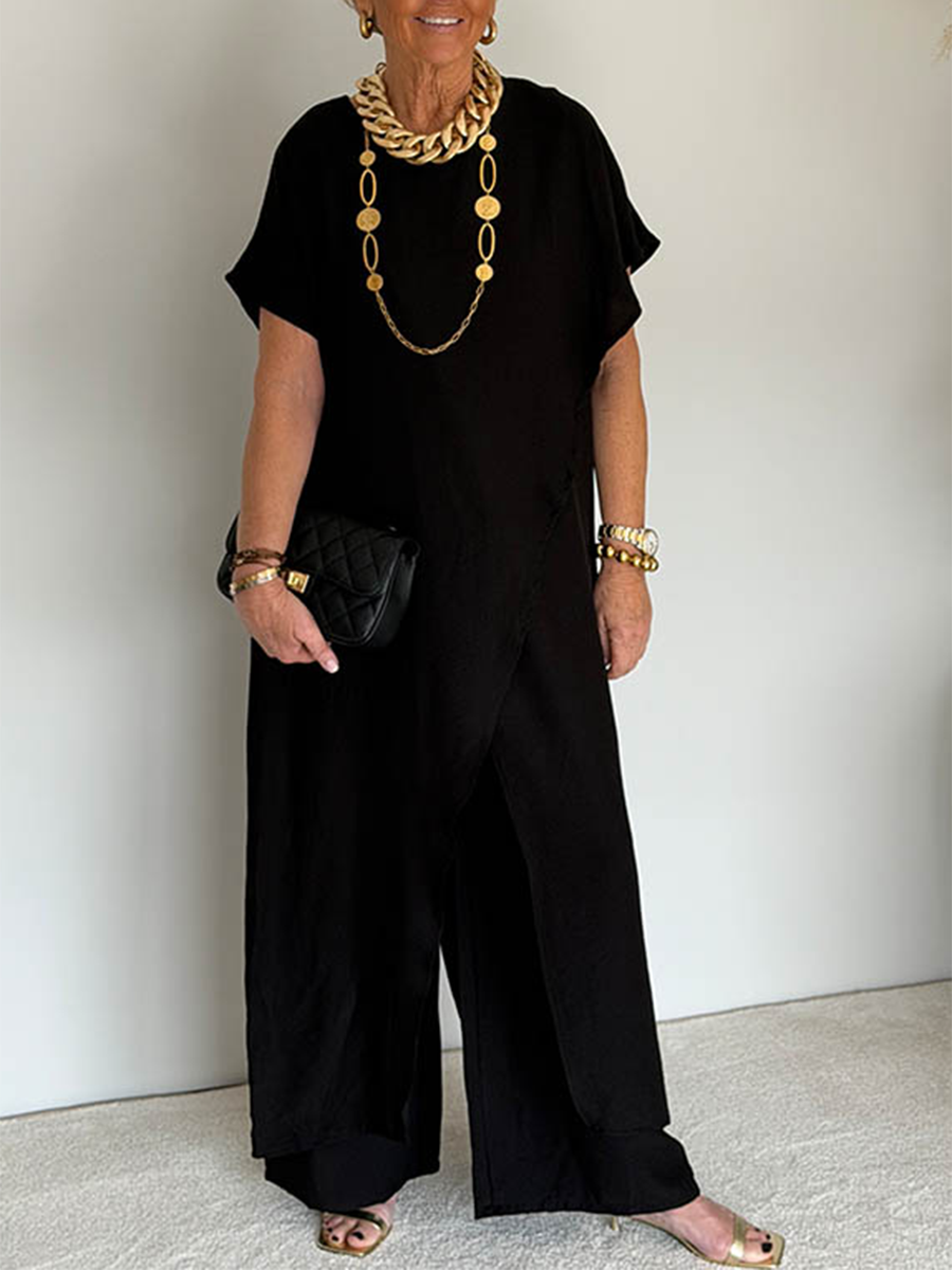 Cozy Loose-fit Asymmetrical Design Two-piece Set