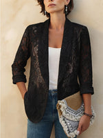 Solid-color Lace Shirt-style Blazer