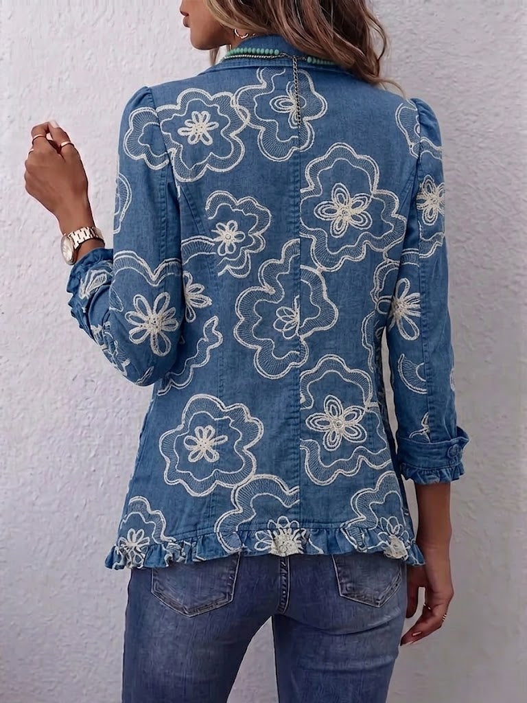 Bohemian-style Floral Ruffled Jacket