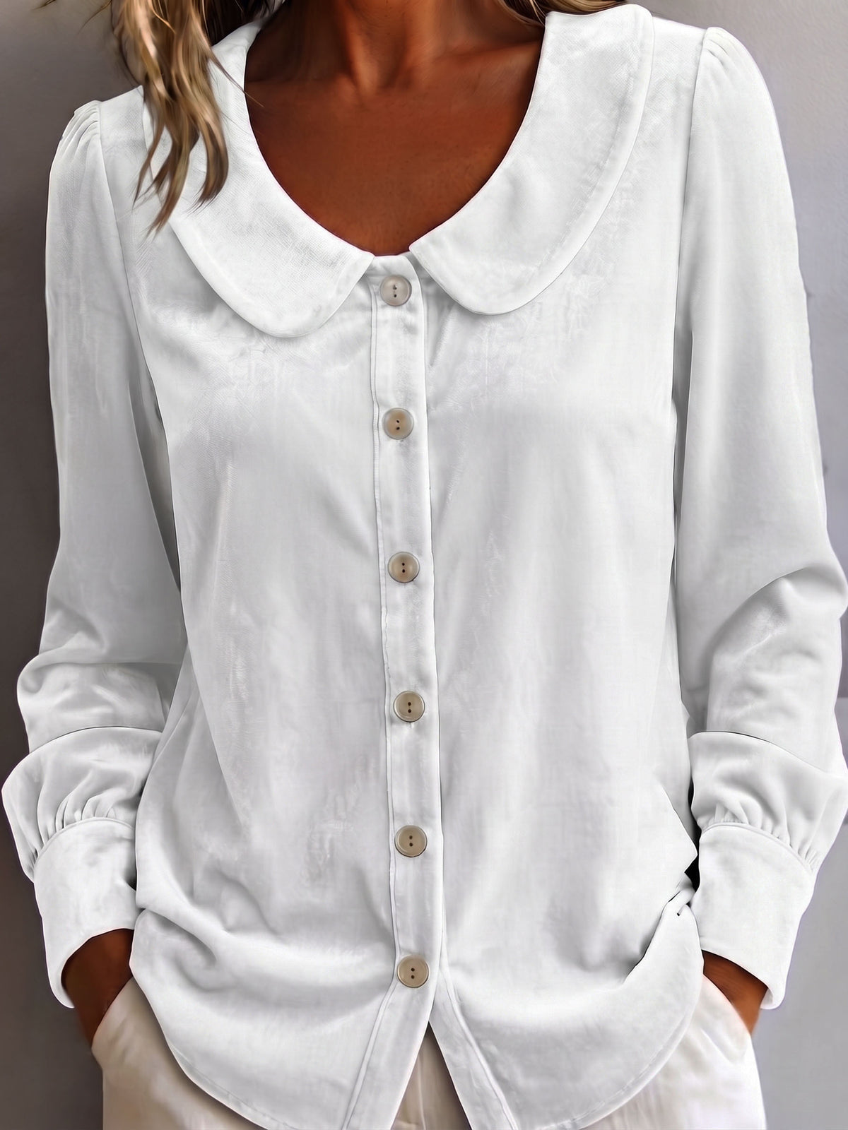 Elegant Retro Peter Pan Collar Velvet Blouse