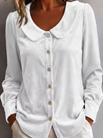 Elegant Retro Peter Pan Collar Velvet Blouse