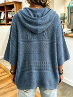 Comfotable Textured Jacquard Oversize Kintted Hooded Pullover