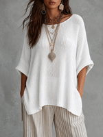 Comfortable And Casual Cotton Knit Pullover