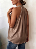 Boho Elegant Halter-neck Satin Sleeveless Shirt
