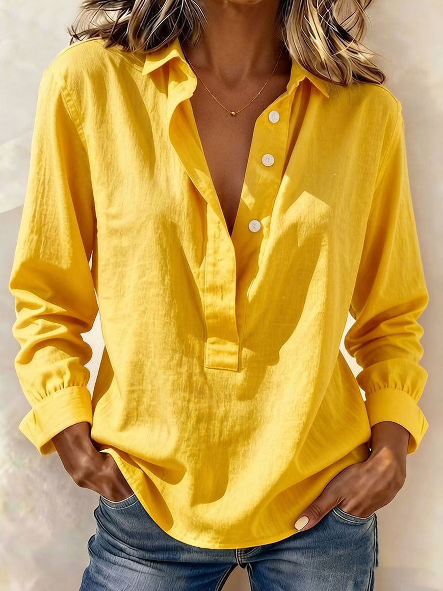 Relaxed Cozy Button-up Cotton Linen Shirt