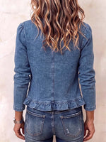 Women's Long-sleeved Casual Loose Denim Cardigan With Ruffled Collar