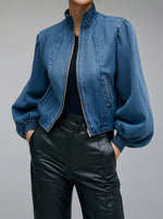 Stylish And Minimalist Zippered Denim Jacket