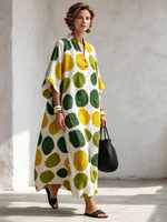 Artistic Polka-dot Cotton-linen Casual Vacation Maxi Dress