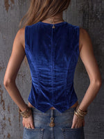 Women's Solid Color V-neck Sleeveless Casual Loose Velvet Vest