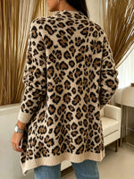 Fierce Leopard Print Draped Knit Cardigan
