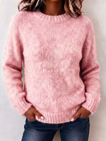Minimalist Cozy Crew Neck Solid Color Pullover Sweater