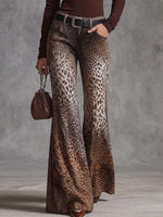 Women's Leopard Print High-waisted Casual Loose-fitting Flared Wide-leg Pants