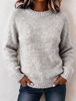 Minimalist Cozy Crew Neck Solid Color Pullover Sweater