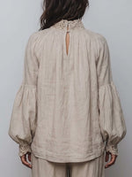 Bohemian Patchwork-style Lace, Linen, And Cotton Shirt