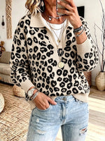 Cozy And Casual Leopard-print Knit Pullover