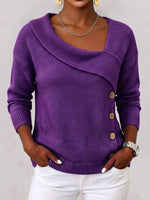 Elegant Asymmetrical Button-up Sweater