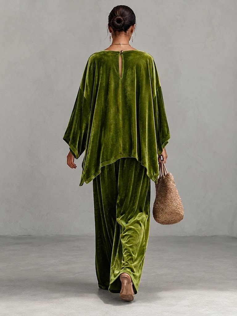 Loose And Comfortable Velvet Two-piece Set (top And Pants)