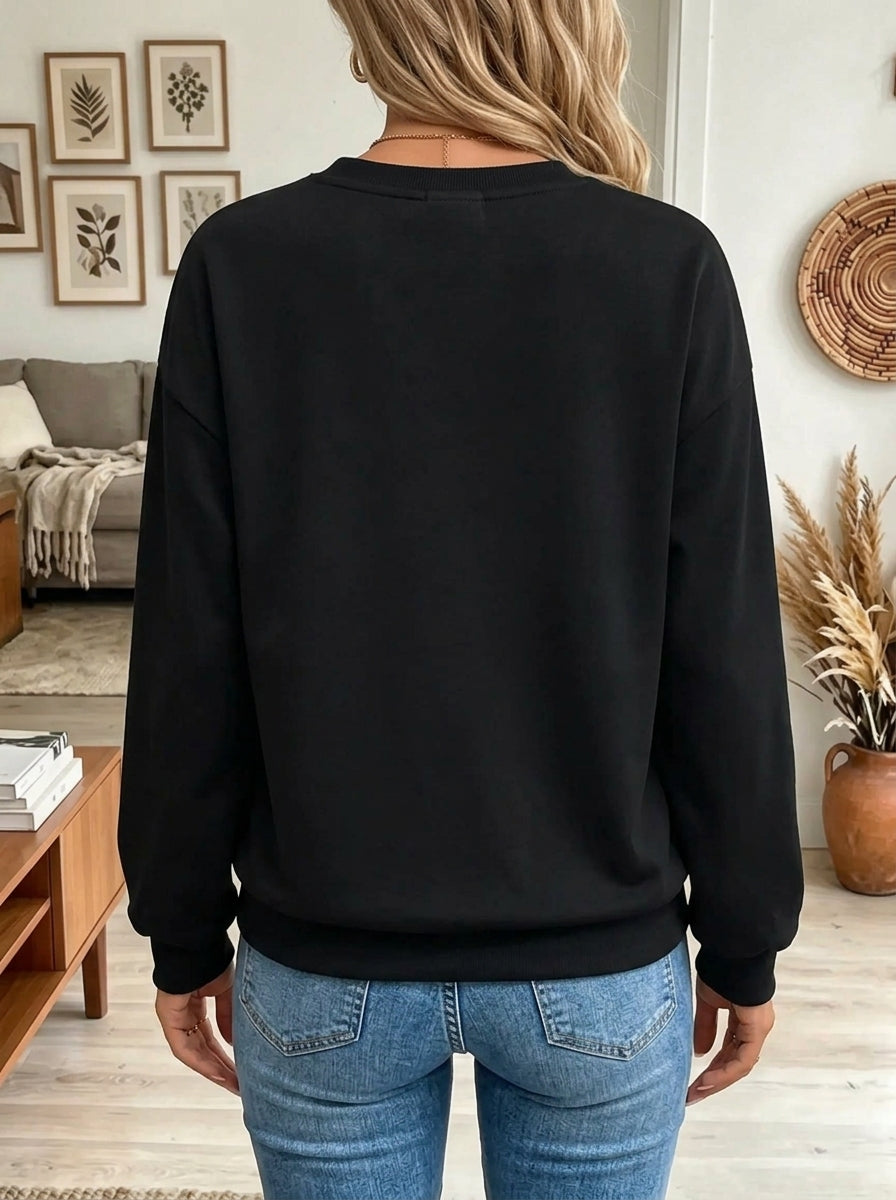 Women's Leopard Bow Embellished Crewneck Sweatshirt